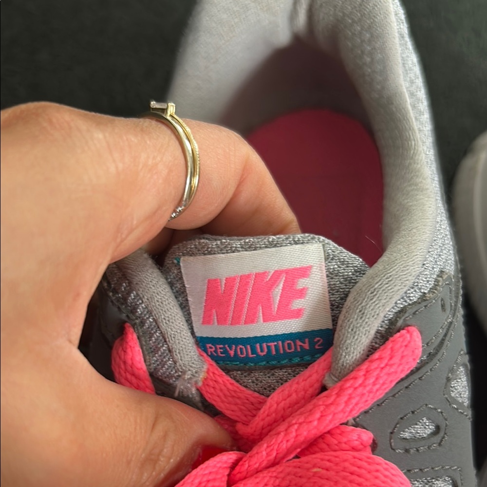 Nike Revolution 2 Gray and Pink Athletic Gym Shoes - Picture 3 of 7
